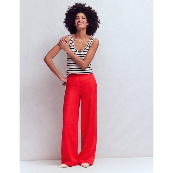 Boden Pants - Boden Bright Orange Wide Leg Trousers Size 8 Flowy Dopamine Career Modern